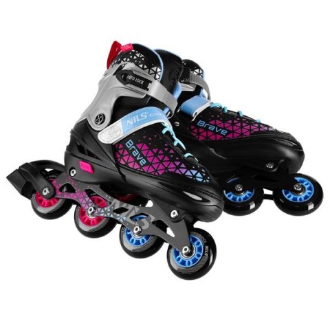 NH18190A ŁYŻWOROLKI 2w1 BRAVE RÓŻOWE ROZM. L(39-43) Z WYM. PŁ. HOKEJOWĄ NILS EXTREME