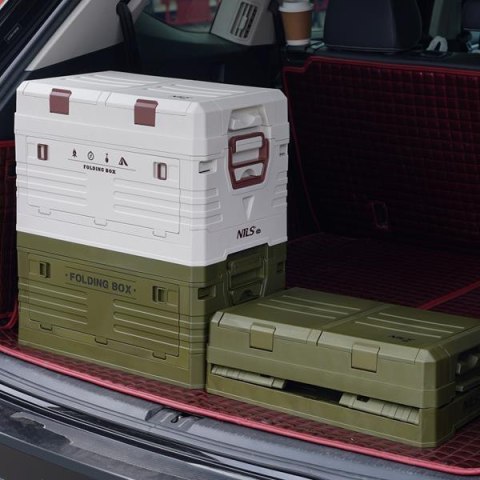 NCB4003 SKŁADANA SKRZYNIA KEMPINGOWA Z POKRYWĄ ZIELONA 50L NILS CAMP