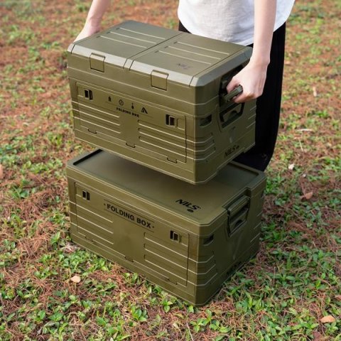NCB4003 SKŁADANA SKRZYNIA KEMPINGOWA Z POKRYWĄ ZIELONA 50L NILS CAMP