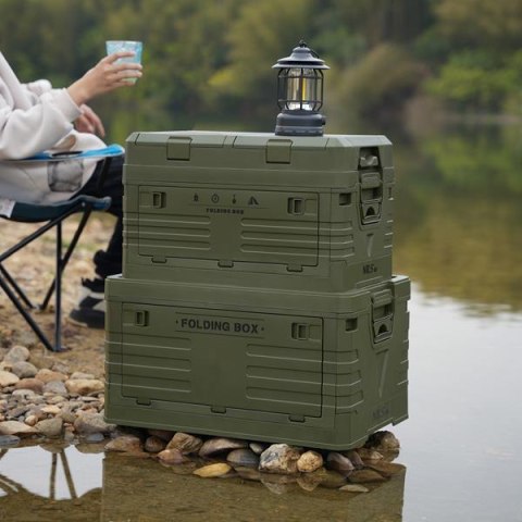NCB4003 SKŁADANA SKRZYNIA KEMPINGOWA Z POKRYWĄ ZIELONA 50L NILS CAMP