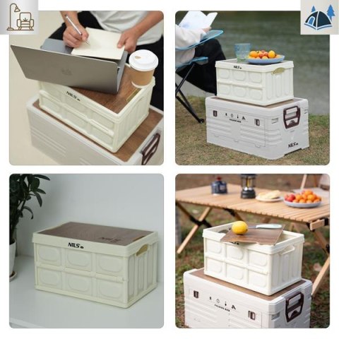 NCB4007 SKŁADANA SKRZYNIA KEMPINGOWA BIAŁA Z FUNKCJĄ STOŁU 2W1 15L NILS CAMP
