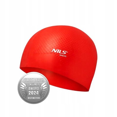NQC JEDNOKOLOROWY CZERWONY CZEPEK SILIKONOWY DOTS NILS AQUA