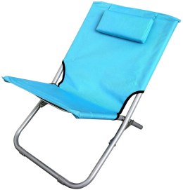 LEŻAK PLAŻOWY SKŁADANY Z ZAGŁÓWKIEM 47X61X58CM NIEBIESKI