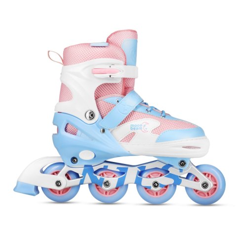 NA0189 ZESTAW LED ŁYŻWOROLKI OCHRANIACZE MOONBEAM BIAŁE ROZM. L(39-42) NILS EXTREME