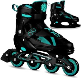 NH382 ŁYŻWOROLKI 2W1 ENZO TURKUSOWE ROZM. S(32-35) Z WYM. PŁOZĄ HOKEJOWĄ NILS EXTREME