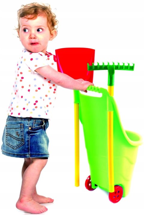 TACZKA OGRODOWA DLA DZIECI Z NARZĘDZIAMI 33x44x77C