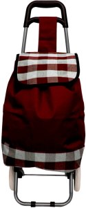 WÓZEK TORBA NA KÓLKACH NA ZAKUPY ZE STELAŻEM 31L CZERWONO BIAŁY
