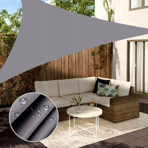 ŻAGIEL PRZECIWSŁONECZNY OGRODOWY TRÓJKĄT 3X3X2M SZARY