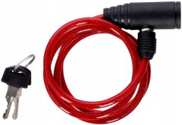 ZAPIĘCIE ROWEROWE DUNLOP SPIRALNE NA KLUCZ 0,6x90CM CZERWONE DUNLOP