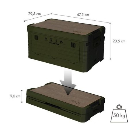 NCB4002 SKŁADANA SKRZYNIA KEMPINGOWA Z FUNKCJĄ STOŁU 2W1 ZIELONA NILS CAMP
