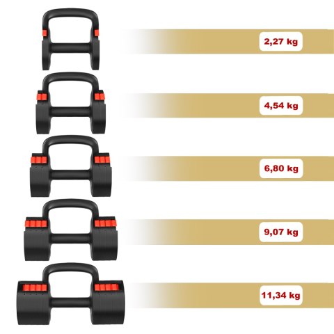 HL05 3w1 HANTLA REGULOWANA Z FUNKCJĄ PODPÓRKI DO POMPEK I KETTLEBELLA HMS