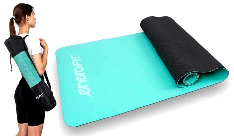 MATA DO JOGI I FITNESS TPE ANTYPOŚLIZGOWA MIĘTOWO-SZARA ENERO FIT