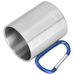 NC17110 KUBEK KEMPINGOWY Z KARABIŃCZYKIEM 330 ML STAL NIERDZEWNA NIEBIESKI NILS CAMP