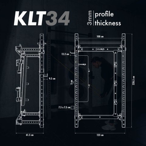 KLT34 WIELOFUNKCYJNA KLATKA TRENINGOWA SKŁADANA GREY HMS