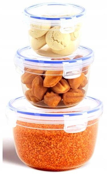 Kpl pojemników okrągłych 3 cz. 625, 1200,2100 ml