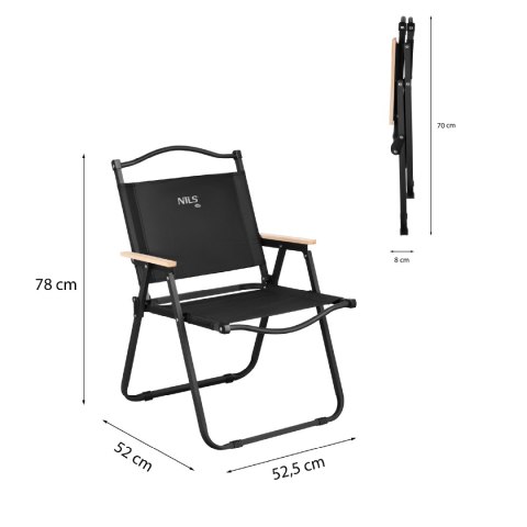 NC4307 KRZESŁO SKŁADANE CZARNE NILS CAMP