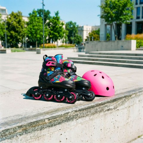 NH10907 4w1 ŁYŻWOROLKI Z WYM. PŁOZĄ HOKEJOWĄ TINTY RÓŻOWE ROZM. M(35-38) NILS EXTREME