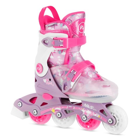NJ1025 ŁYŻWOROLKI 2w1 FLIPZY RÓŻOWE ROZM. S(31-34) NILS FUN