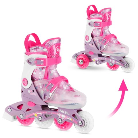 NJ1025 ŁYŻWOROLKI 2w1 FLIPZY RÓŻOWE ROZM. S(31-34) NILS FUN