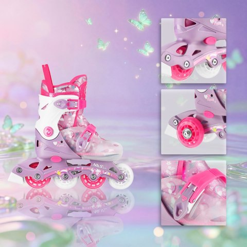 NJ1025 ŁYŻWOROLKI 2w1 FLIPZY RÓŻOWE ROZM. S(31-34) NILS FUN