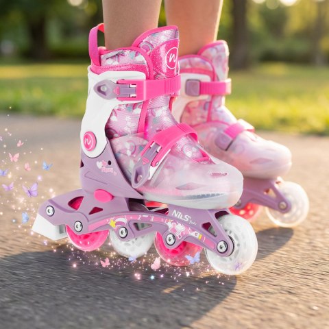 NJ1025 ŁYŻWOROLKI 2w1 FLIPZY RÓŻOWE ROZM. S(31-34) NILS FUN