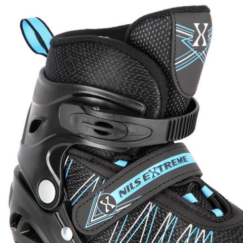 NH11912 A 2w1 BLACK/BLUE ROZM. S(31-34) ŁYŻWOROLKI Z WYM. PŁ. HOKEJOWĄ NILS EXTREME