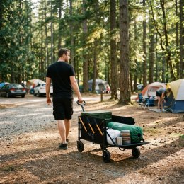 NC2608 WÓZEK TURYSTYCZNY SKŁADANY CZARNO-POMARAŃCZOWY 100L NILS CAMP