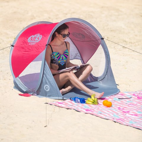 NC3142 NAMIOT PLAŻOWY SAMOROZKŁADAJĄCY CZERWONO-SZARY PODŁOGA NILS CAMP